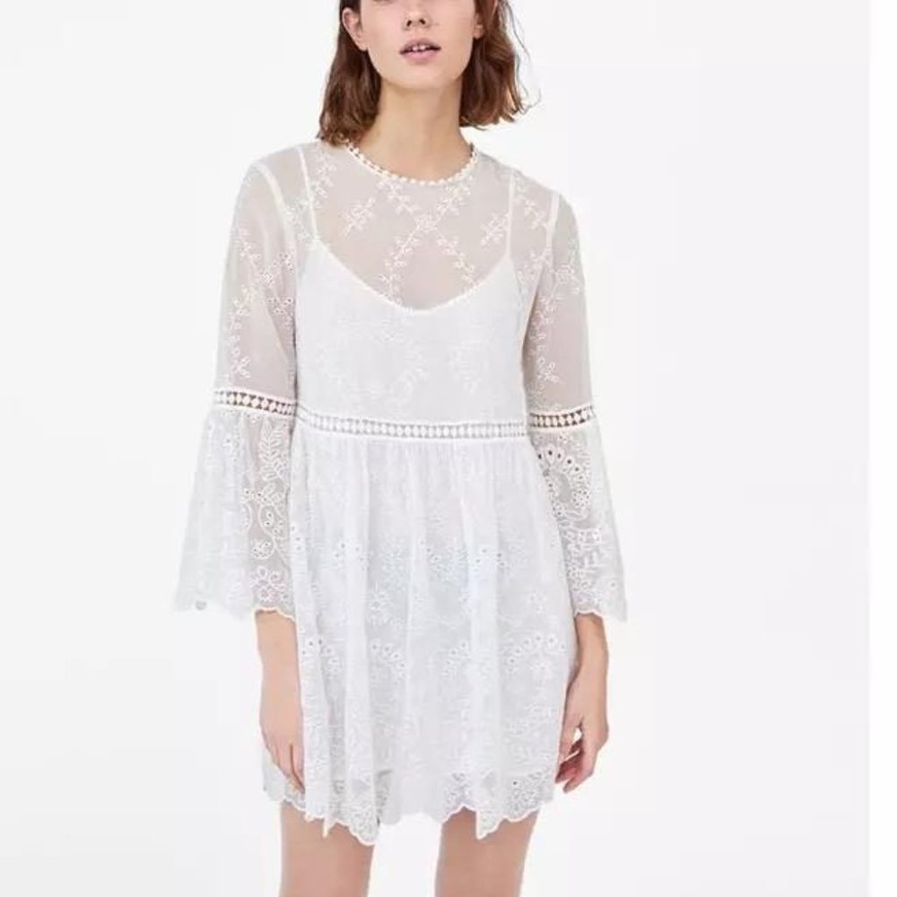 ZARA white eyelet dress